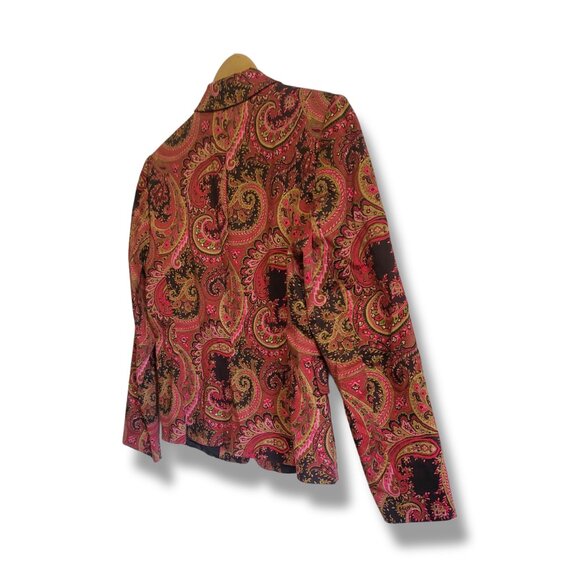 🌿Tahari Petite 6 Boho Paisley Blazer Jacket Arthur S. Levine Trendy - Picture 10 of 15
